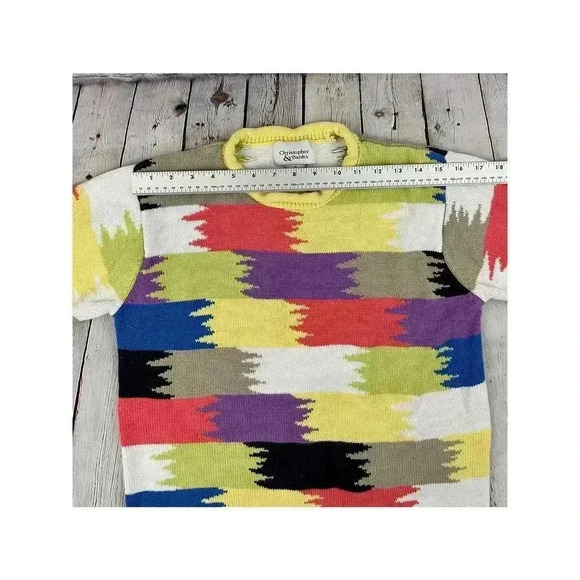 VTG Funky Block Pattern Sweater Top MEDIUM Casual Christopher & Banks Women's - Picture 7 of 8